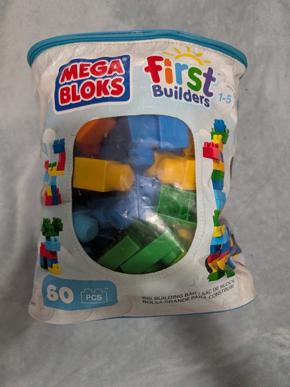 Mega Bloks First Builders 60-Piece Building Set in Blue, Green & Yellow